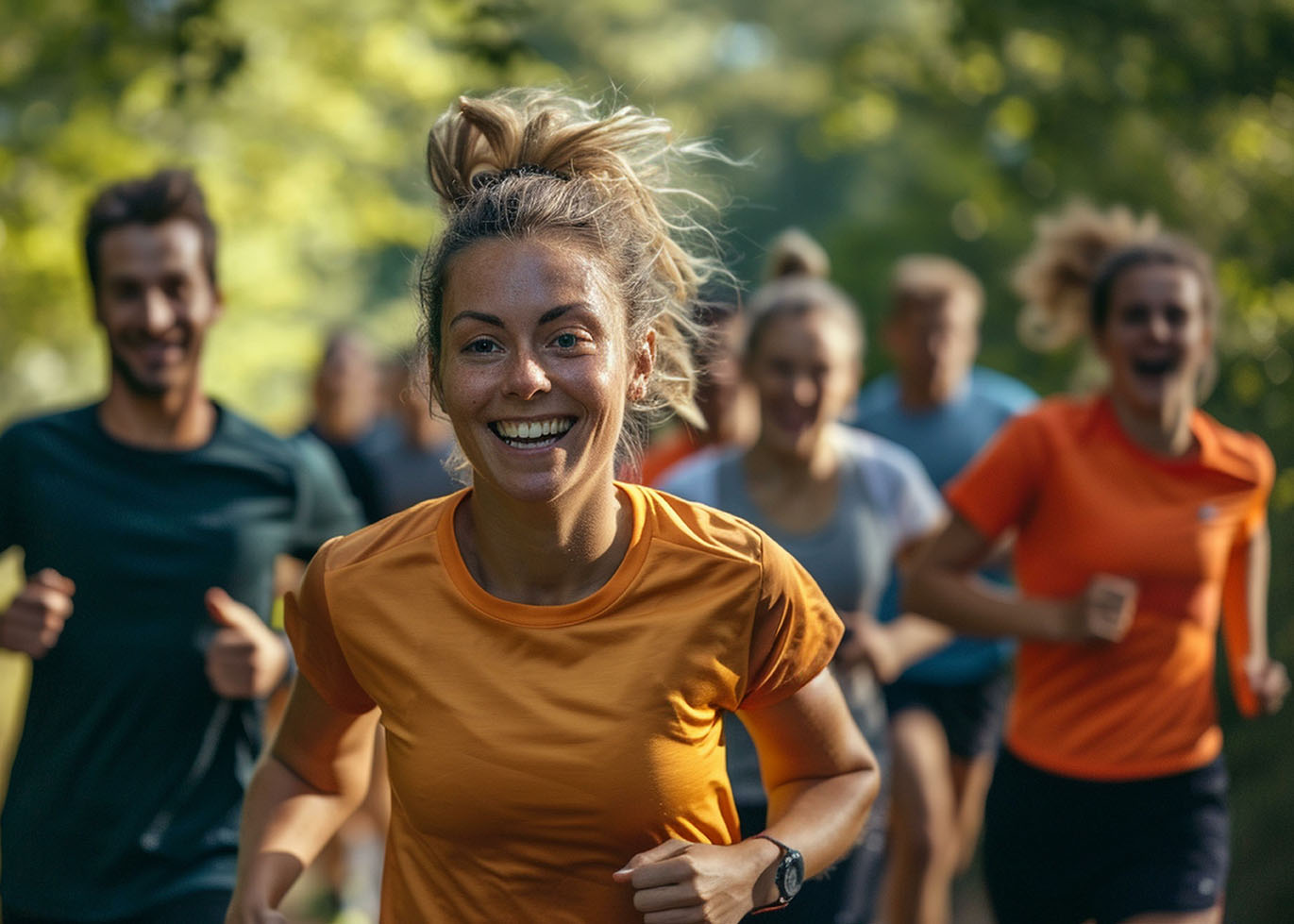 A group participating in a parkrun event, showcasing the communi